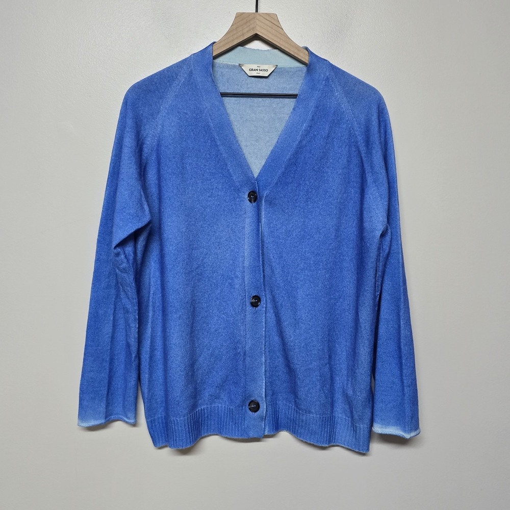 Gran Sasso Italy 100% Cashmere Twinset Cardigan & Sweater Blue Women's Size 46 - Picture 7 of 16